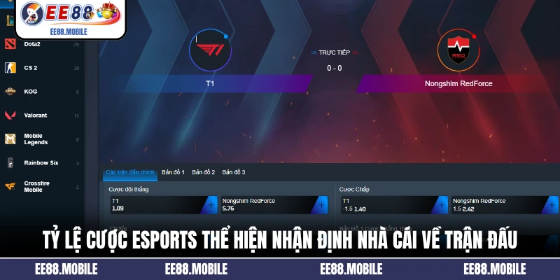 Tỷ lệ cược eSports thể hiện nhận định nhà cái về trận đấu